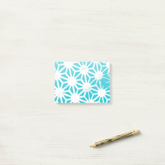 Aqua geometrisch patroon post-it® notes (Op bureau)