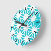 Aqua geometrisch patroon ronde klok (Hoek)