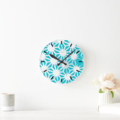 Aqua geometrisch patroon ronde klok (Huis)