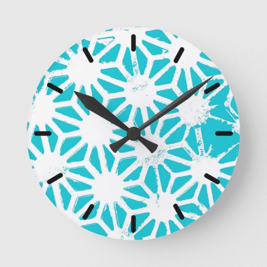 Aqua geometrisch patroon ronde klok (Voorkant)
