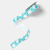 Aqua geometrisch patroon satijnen lint (Achterkant)