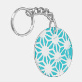 Aqua geometrisch patroon sleutelhanger (Voorkant Links)