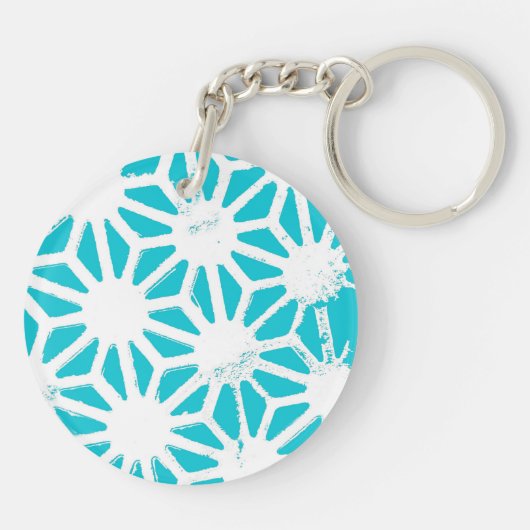 Aqua geometrisch patroon sleutelhanger (Achterkant)