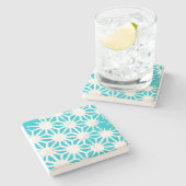 Aqua geometrisch patroon stenen onderzetter (Zijkant)