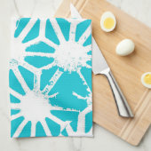 Aqua geometrisch patroon theedoek (Quarter Fold)