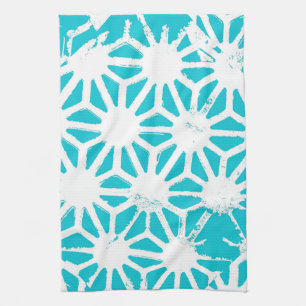 Aqua geometrisch patroon theedoek