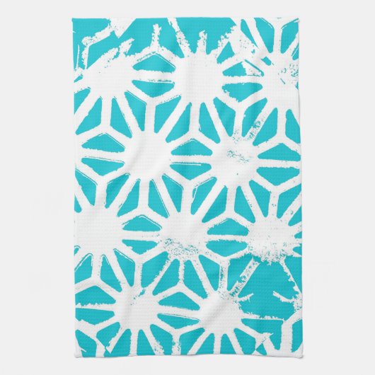 Aqua geometrisch patroon theedoek (Verticaal)