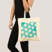 Aqua geometrisch patroon tote bag (Voorkant (product))