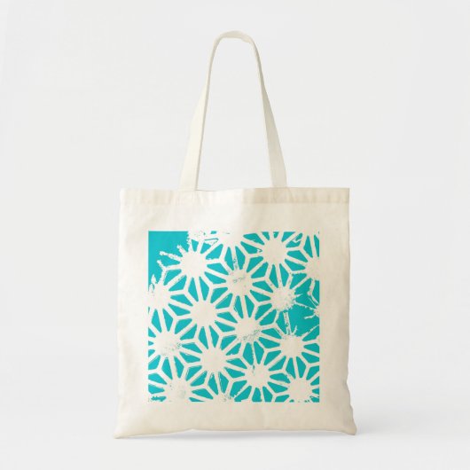 Aqua geometrisch patroon tote bag (Voorkant)