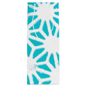 Aqua geometrisch patroon wijn cadeautas (Achterkant)