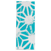 Aqua geometrisch patroon wijn cadeautas (Voorkant)