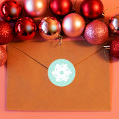 Aqua Geometrische Sneeuwvlok Ronde Sticker