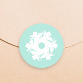 Aqua Geometrische Sneeuwvlok Ronde Sticker