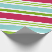 Aqua Gestreepte Kerst Inpakpapier (Hoek)