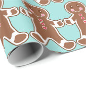 Aqua Gingerbread inpakpapier (Rol Hoek)