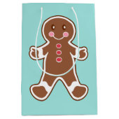 Aqua Gingerbread Jongen Kerstmis Gift Bag Medium Cadeauzakje (Voorkant)