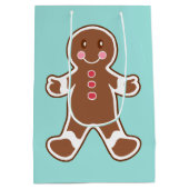 Aqua Gingerbread Jongen Kerstmis Gift Bag Medium Cadeauzakje (Achterkant)