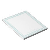 Aqua Gingham Aangepaste Naam Notitieblok (Schuin)