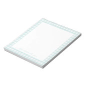 Aqua Gingham Aangepaste Naam Notitieblok (Linkerzijde)