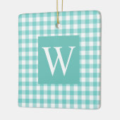 Aqua Gingham Check Initiaal Keramisch Ornament (Links)