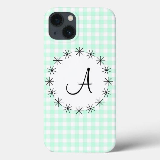 Aqua Gingham Check 'Monogram' iPad case (Achterkant)