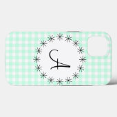 Aqua Gingham Check 'Monogram' iPad case (Achterkant (horizontaal))