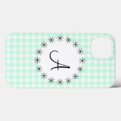 Aqua Gingham Check 'Monogram' iPad case (Achterkant (horizontaal))