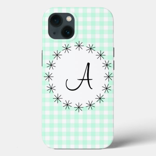 Aqua Gingham Check 'Monogram' iPad case (Achterkant)
