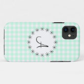 Aqua Gingham Check 'Monogram' iPhone 5 hoesje (Achterkant (horizontaal))