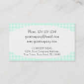 Aqua Gingham Check oval visitekaartje (Achterkant)