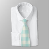 Aqua Gingham Check Plaid Stropdas (Gebonden)
