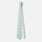 Aqua Gingham Check Plaid Stropdas (Voorkant)