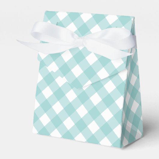 Aqua Gingham Favor Box Bedankdoosjes (Voorkant Zijde)