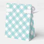 Aqua Gingham Favor Box Bedankdoosjes (Achterkant)