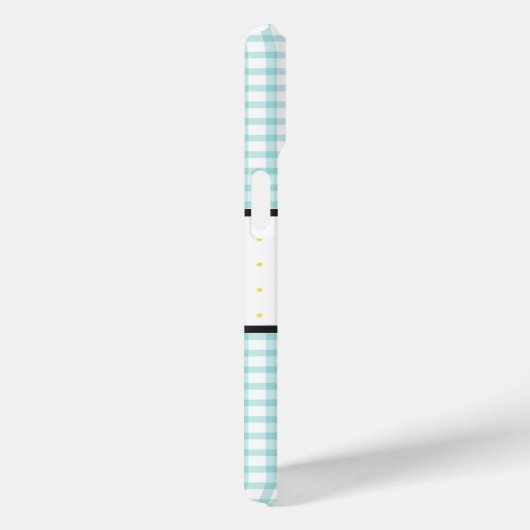 Aqua Gingham Geruite Bloem Monogram Case-Mate iPhone Case (Achterkant / Rechts)