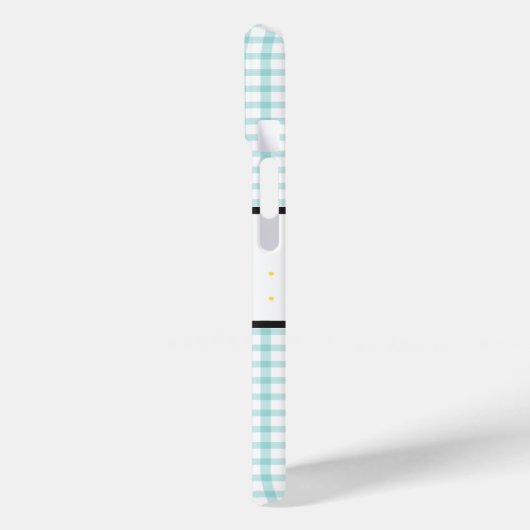 Aqua Gingham Geruite Bloem Monogram Case-Mate iPhone Case (Achterkant / Links)