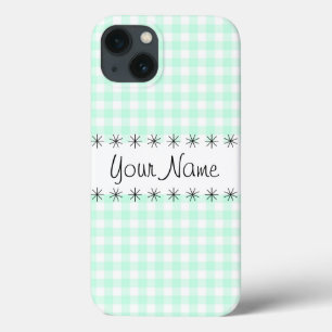 Aqua Gingham geruite 'Name' iPad hoesje