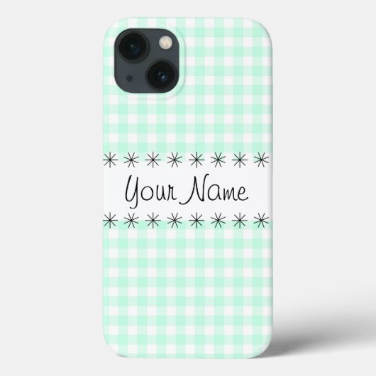 Aqua Gingham geruite 'Name' iPad hoesje (Achterkant)