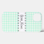 Aqua Gingham geruite 'Name' iPad hoesje (Achterkant (horizontaal))