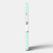 Aqua Gingham geruite 'Name' iPad hoesje (Achterkant / Links)