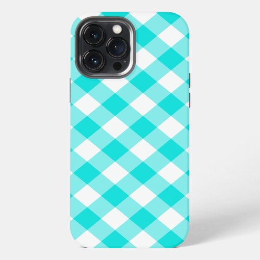 Aqua Gingham iPhone Hoesje (Achterkant)
