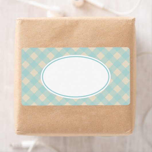 Aqua Gingham-labels Etiket (Insitu)