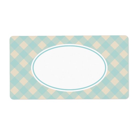  Aqua Gingham-labels Etiket (Voorkant)