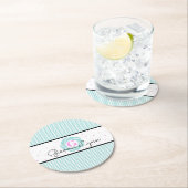 Aqua Gingham Monogram Ronde Kartonnen Onderzetter (Insitu)