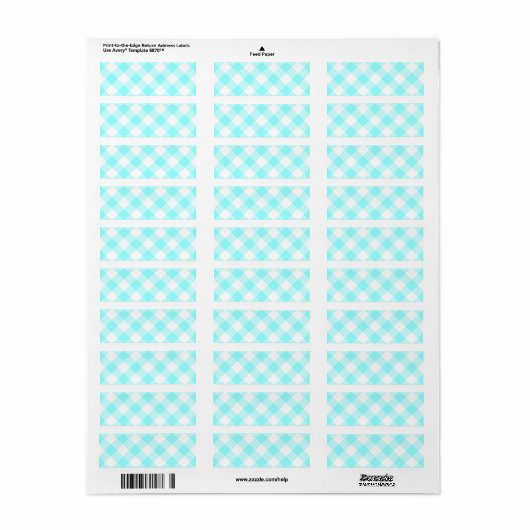 Aqua Gingham Pattern Etiket (Full Sheet)