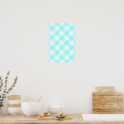 Aqua Gingham Pattern Poster (Keuken)