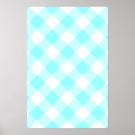 Aqua Gingham Pattern Poster (Voorkant)