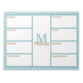 Aqua Gingham Plaid Weekly Planner Notitieblok (Voorkant)