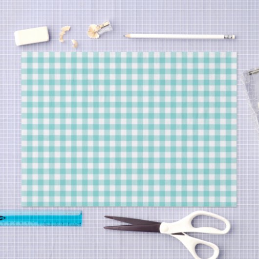 Aqua Gingham Tissuepapier (Craft)