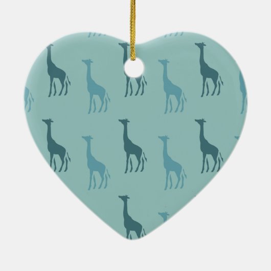 Aqua Giraffes Keramisch Ornament (Achterkant)